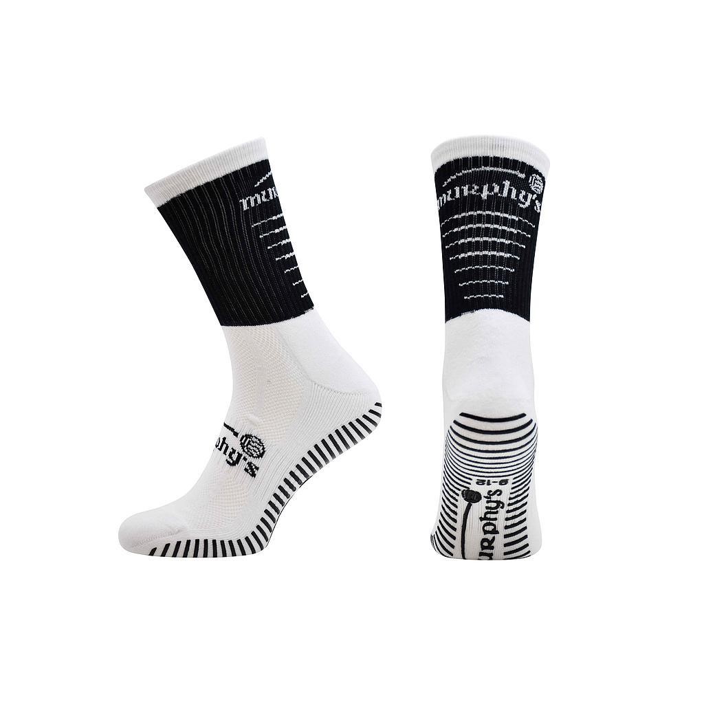 Murphy's Pro Mid Grip Socks Adult 6-8 Black/White 6-8 Black/White