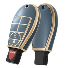 Key Fob Cover for Dodge, Premium Soft Full Protection Key Fob Case for Grey