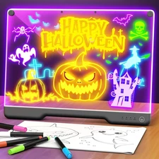 Portable LED Note Board with Colors, Rechargeable 16-inch 7 Light Effects Doo...