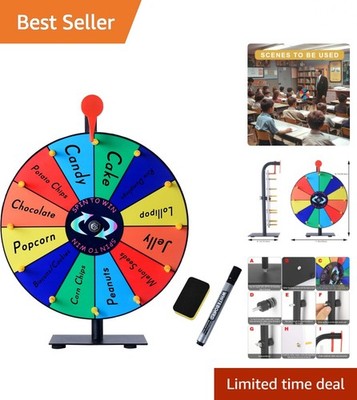 12-Inch Prize Wheel Spinner with Heavy Duty Base for Engaging Parties & Events