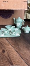 Vintage Bisque Victorian Mint Green Miniature Tea Set