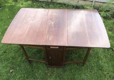 Vintage Drop Leaf Table With 2 Drawers And Cupboard Two Legs Each Side Collect