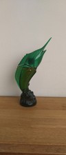 Avon Vintage Prize Catch Marlin Swordfish 8"  Green Glass Circa 1970's Full