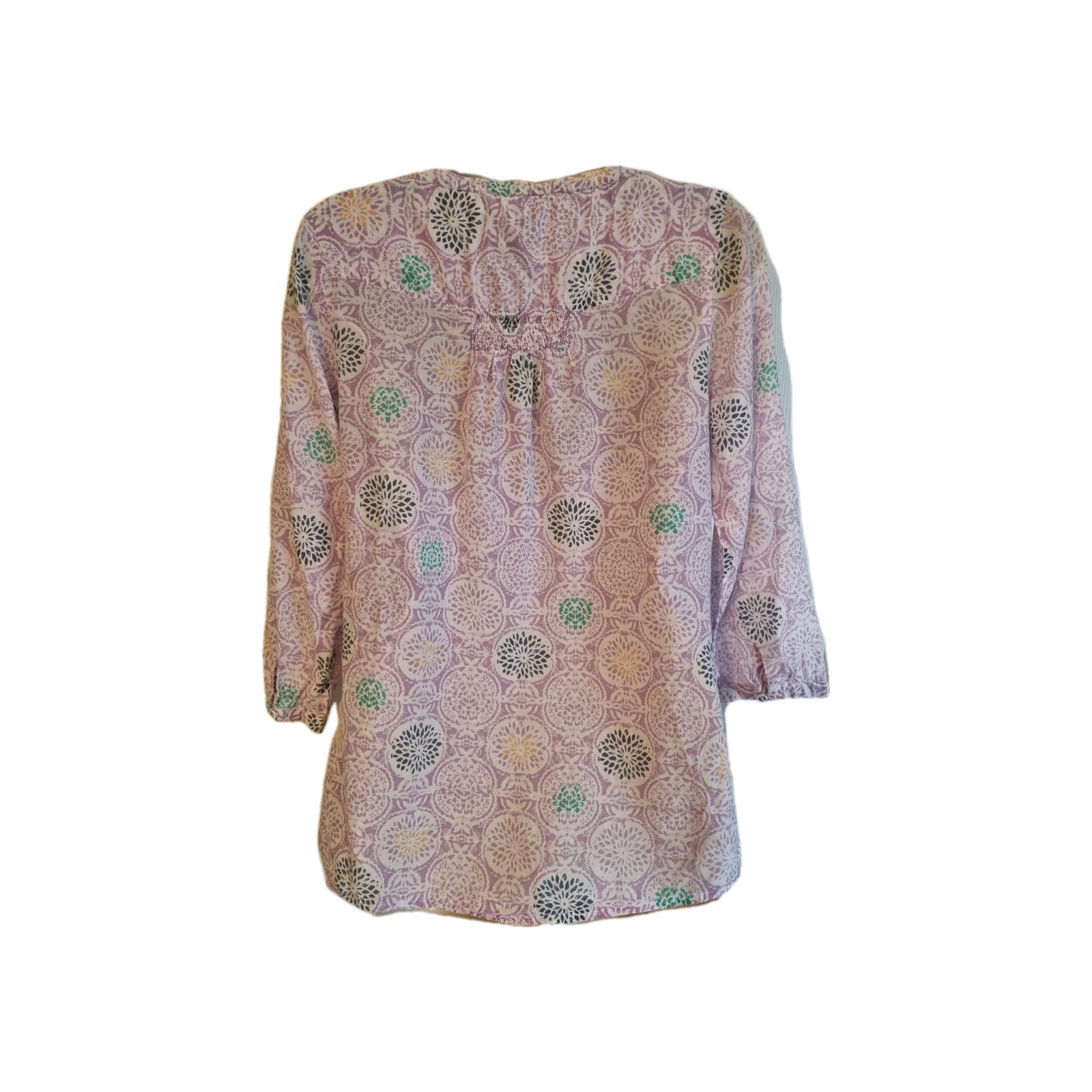 White Stuff Violet Abstract Pattern 3/4 Sleeve Bl… - image 2