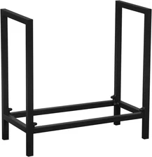 MBQQ Industrial Rustic 24" Firewood Log Rack for Home Fireplace A, Black 