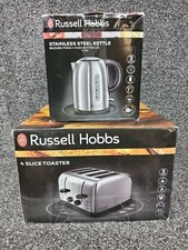 Russell Hobbs Stainless Steel 1.7L Kettle (20441) & 4 Slice Toaster (18790) Set