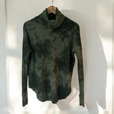Michael Stars Marcy Green Tie-Dye Turtleneck Tunic Top Size XS