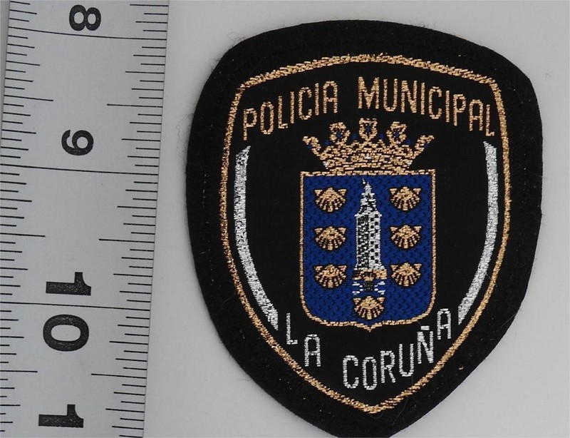 SPAIN La Coruna police patch,  silk screen on black
