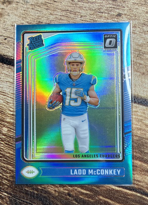 2024 Panini Donruss Optic - Rated Rookie Ladd McConkey #266 Aqua Prizm /299 (RC)