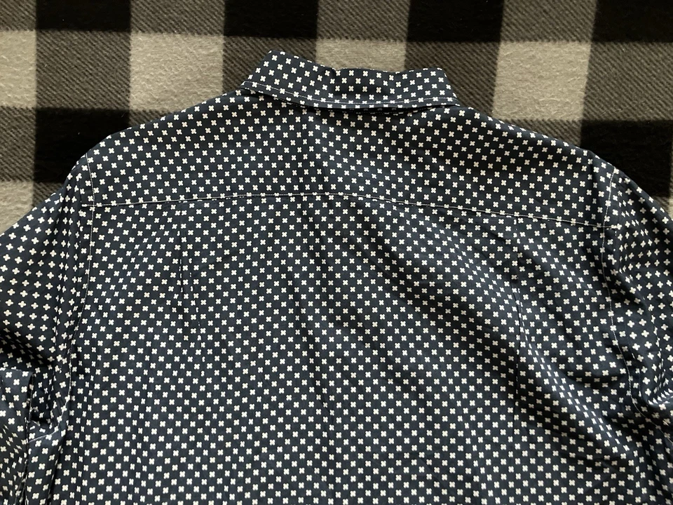 Camisa Psycho Bunny Para Hombres Grande Abotonada Manga Larga Informal Robert Godley Estampado X Foto 4 de 4