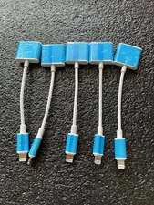 Lot of 5 iPhone-Compatible 8-Pin to Dual Adapter – Charge & 3.5mm Aux Audio Spli