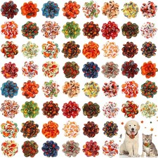 60 PCS Fall Pet Collar Accessories Flowers Bows Ties Thanksgiving Holiday