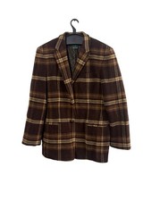 Vintage Lauren Ralph Lauren Sz 10 Brown Plaid Lambswool Blazer Western Academia