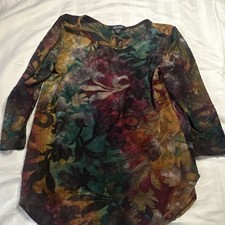 Karen Kane Multicolor Floral Tunic Blouse SP Petites 3/4 Sleeve