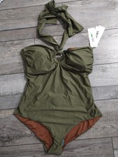 DKNY Women's Halter Ring One Piece Swimsuit Sz L