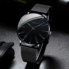 Mens Watches Black & Red Wrist Watch with Mesh Strap Quartz Watch mens UK