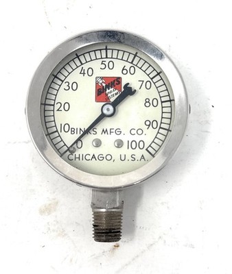 Vintage Binks Mfg. Co. Spray System Pressure Gauge Chicago USA 100