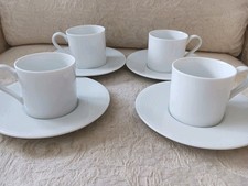 Dansk Tapestries Winter White Jack Lenor Larsen 4 Demitasse Cups & Saucers