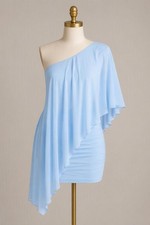 Shein BAE Baby Blue Asymmetric Drape Mini Dress XS NEW