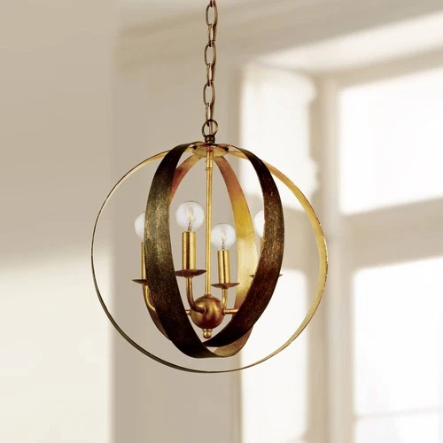 Crystorama Luna 16"W Bronze and Gold 4-Light Orb Chandelier - Picture 1 of 9