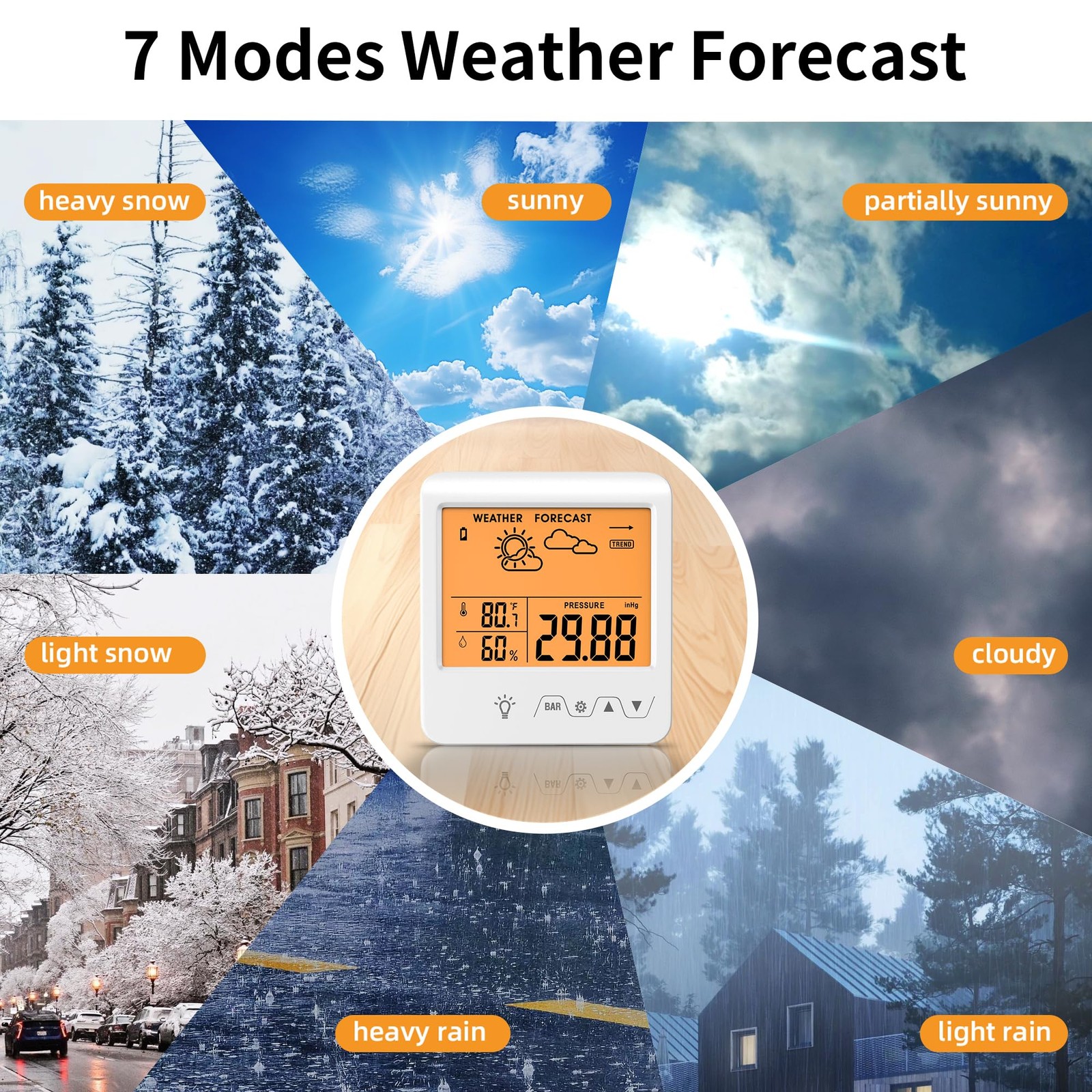 Digital Barometer Ambient Weather Forecast Clock Thermometer and Hygrometer f...