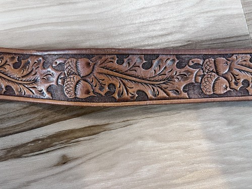 Vintage Chambers Western Belt Size 32 Hand Finished Genuine Leather Holtz Saddle - Picture 3 of 7