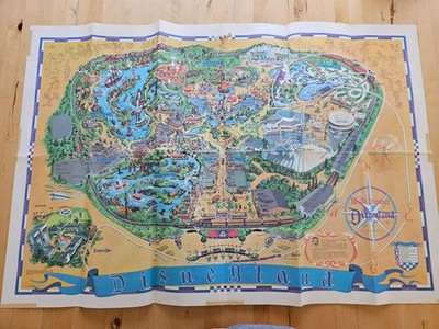 Vintage 1968 Disneyland Guide Map Poster Walt Disney Magic Kingdom 45 X 30''