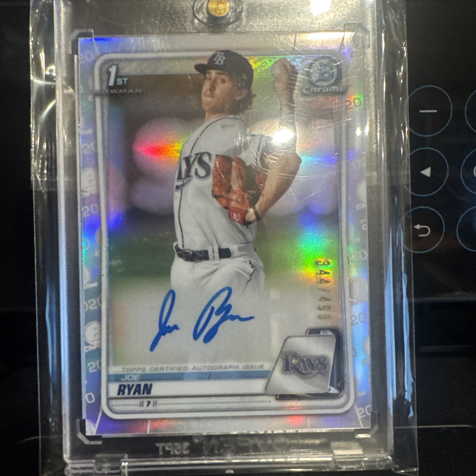 2020 Bowman Chrome Joe Ryan 1st Refractor Auto /499 CPA-JRY Twins Rays RC