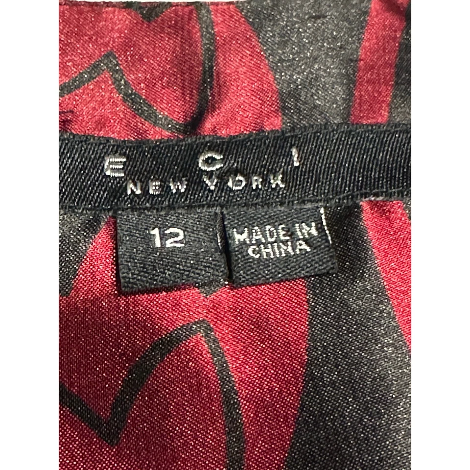 ECI New York Skirt Silk Black Red Floral Sheer Overlay Romantic Whimsigoth 12 - Image 3 of 4