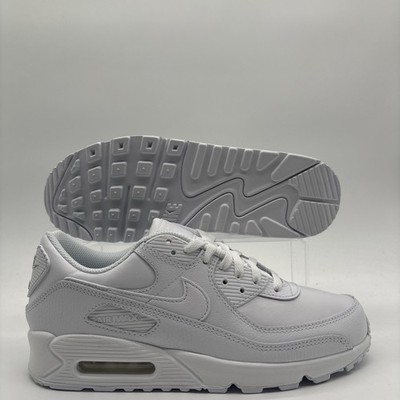 Mens Size 11 Nike Air Max 90 LTR Triple White Leather Sneakers CZ5594 100