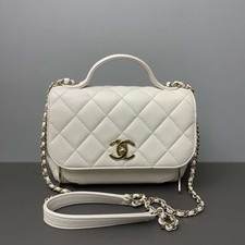 Chanel WOC Wallet On Chain With Top Handle White Caviar Leather Gold Hardware
