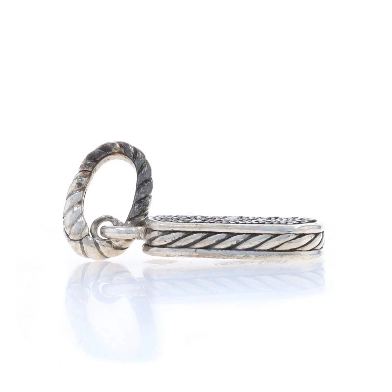 David Yurman Medianoche Melange Mini Etiqueta de Perro Diapositivas Potenciador Colgante Ester 925 .13ctw Foto 2 de 4