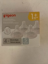 Pigeon Silicone Nipple S with Latch-On Line Natural Feel 1 Months 4 Count