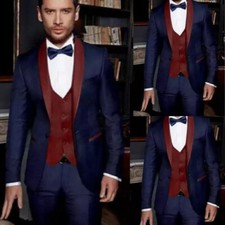 Wedding Men's Suits Navy Blue Tuxedos for Groom Prom Jacket Formal Party Blazer