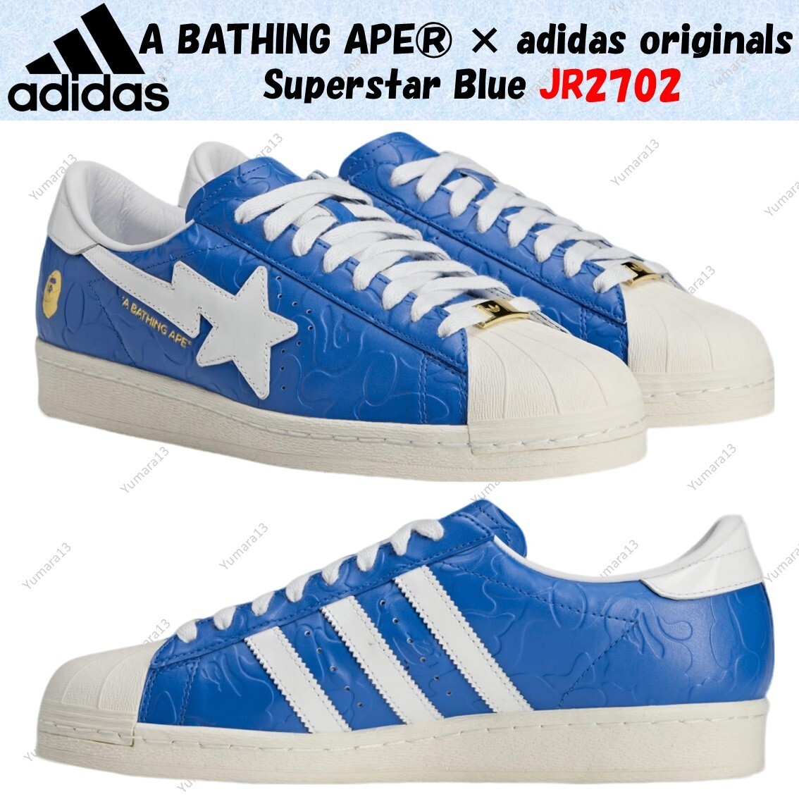 A BATHING APE®︎ × Adidas originales Superstar Blue JR2702 talla para hombre