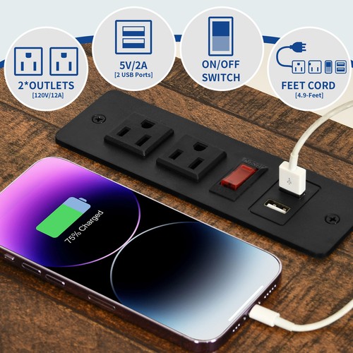 Mesita de Noche LED Mesa auxiliar con estación de carga y estante ajustable Dormitorio - Imagen 13 de 20