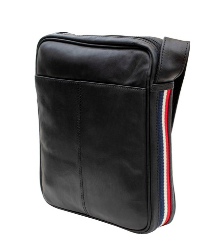 Bandolera mensajera de cuero suave negro para hombre Texan - Imagen 3 de 6