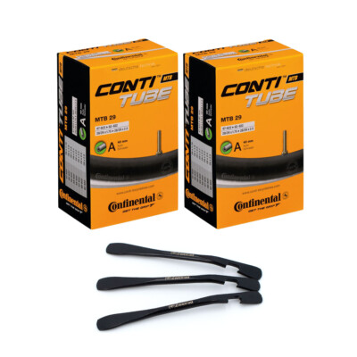 2x Continental Fahrradschlauch MTB 28/29 Zoll 47/62-622 AV 40mm + Reifenheber