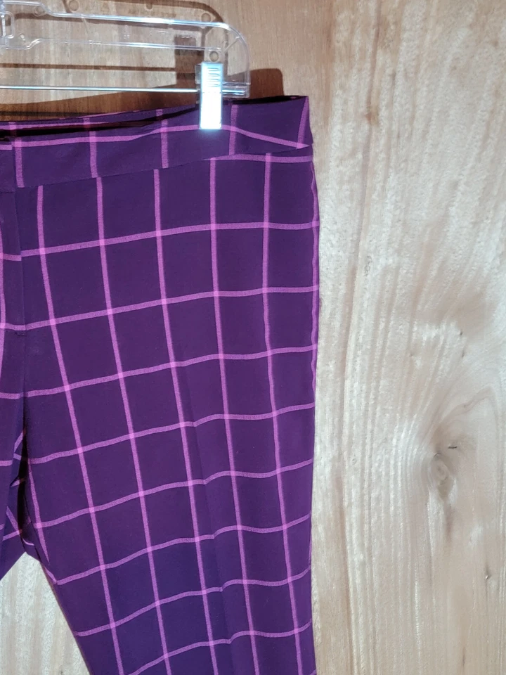 Worthington Vestido Pantalones Mujer Talla 12 Ajustado Frente Plano tiro Medio Cuadros Púrpura Foto 3 de 4