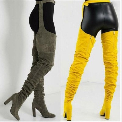 Womens Over The Knee Pointed Toe Belt Thigh High Boots High Heels Long Boots