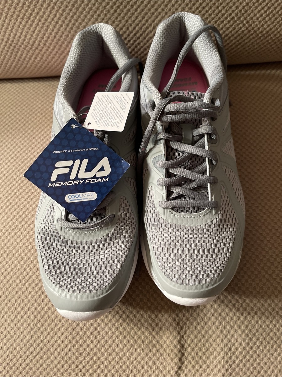 NWT FILA Mens Gray Memory Foam Coolmax Lowtop Running Sneaker
