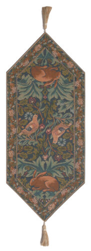 Corredor de mesa tapiz francés pequeño hermano conejo - 14x35 pulgadas - William Morris - Imagen 1 de 4