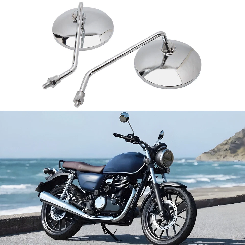Pair Chrome Motorcycle Rearview Mirrors For Honda CB350 CB450 CB500 CB550 CB650 - Image 4 of 4