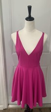 Lulus Fuscia Pink Darling Delight Skater Dress Size Medium Barbie