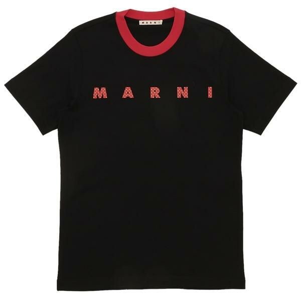 MARNI マルニ BLACK COTTON T-SHIRT ロゴ Tシャツ ブラック SALE MARNI Collar Separated T-Shirt Cotton Polka Dot Logo
