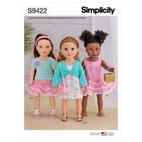 "Simplicity S9422 Puppenkleidung NäHmuster GrößE 18\" 45,5 Cm Rock Top Cardigan"