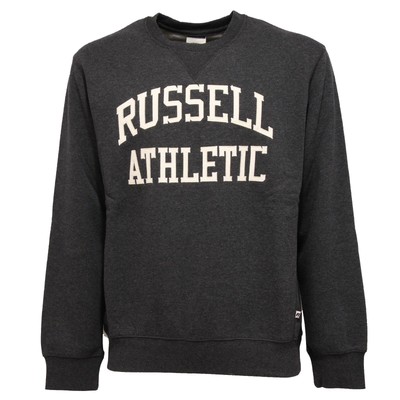 1015K felpa uomo RUSSELL ATHLETIC dark grey melange heavy cotton sweatshirt  man | eBay
