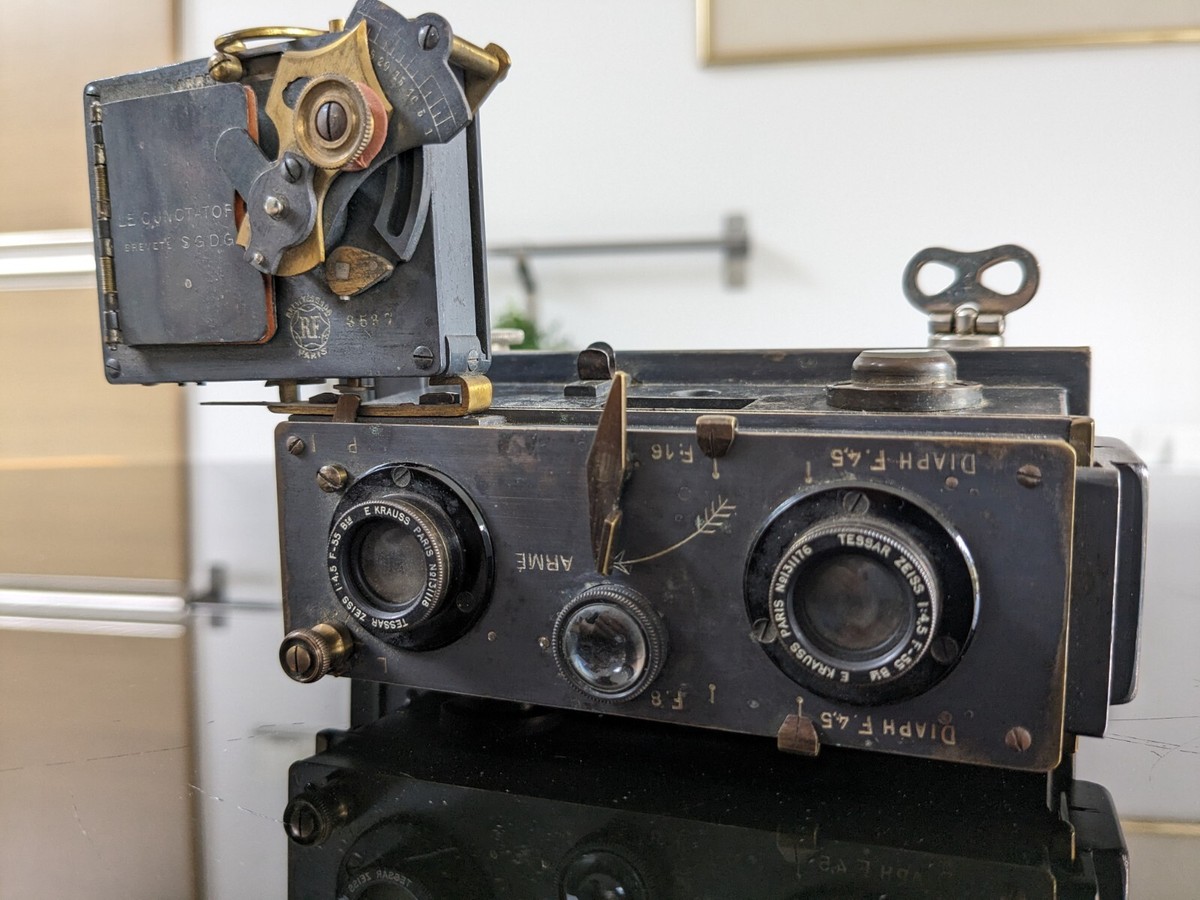 BOITE TIROIR APPAREIL STEREOSCOPIQUE VERASCOPE JULES RICHARD 1900 WW1 Vitrine Imgx500 674