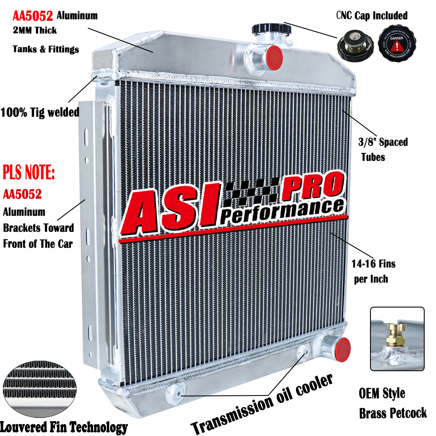 3-Rows Aluminum Radiator For 1955-1957 Chevrolet Bel Air Nomad Del Ray Base 4.6L