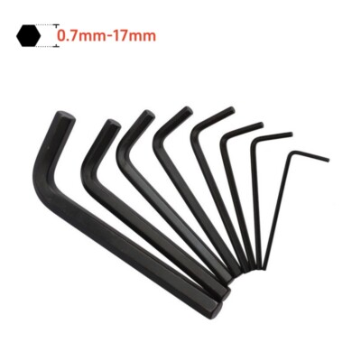 0.7 0.9 1.27 1.5 2 3 4 5 6 to 17mm Mini Allen Key Black Hex Key L-Shaped Wrench
